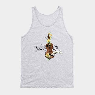 Wondeful violin with piano and flowers Tank Top